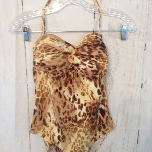 Rhona Sutton 12 Brown & Gold Leopard Swimsuit